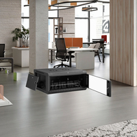 Baie de serveur réseau murale 4U-22U 19'' standard avec porte en verre trempé en acier anti-SPCC pour systèmes CCTV/NVR