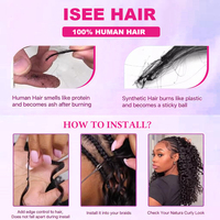 ISEE Extensions de cheveux humains à crocheter, sans nœuds, petites boucles crépues, effet plume, invisibles, pré-séparées, style bohème