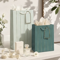 Sacs cadeaux en papier enduit biodégradable, durables, écologiques, résistants à l'humidité, avec poignées à cordon, texturés, estampés or, pour supermarché