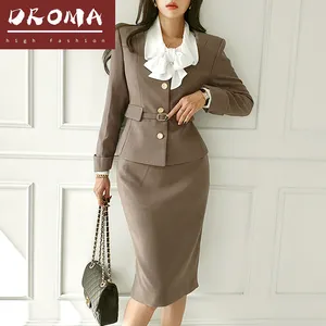 Droma – ensembles de vêtements pour femmes, automne 2022, manteau mince, nœud papillon, mode, jupe, ensemble professionnel