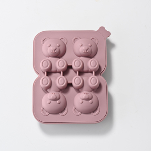 Molde de cubitos de hielo de oso de silicona reutilizable respetuoso con el medio ambiente al por mayor, formas 3D flexibles duraderas con tapa de fácil liberación, congelador, uso de alimentos - Product Image 1