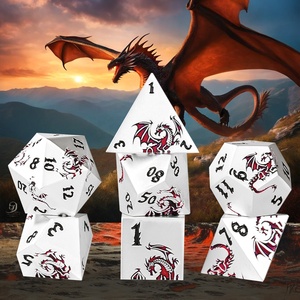 New Metal Zinc Alloy Polyhedron Dragon Pattern Right Angle DND Dice Set Dungeons &amp; Dragons Running Group Table <strong>Game</strong> Toy <strong>Gift</strong> - Product Image 3