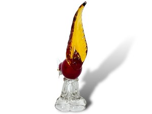 Figurine d'oiseau en verre soufflé à la main, corps rouge, ailes jaunes, base transparente, sculpture animale, objet d'art décoratif - Product Image 2