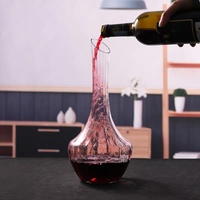 Carafe à vin en verre cristal haut de gamme, style européen, créative, à col long, avec prisme cascade rapide et bords droits, 1000 ml