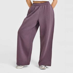 Nouveaux Joggers pour femmes, personnalisés, d'hiver, amples, coupe droite, à jambe large, en molleton <span class=keywords><strong>de</strong></span> coton uni, respirant et à séchage rapide - Product Image 1