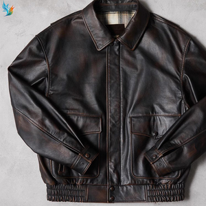Commercio all'ingrosso invernale Bomber fabbrica all'aperto taglie forti moda stile stile maschio giacche di pelle con Zip Up per gli uomini - Product Image 1