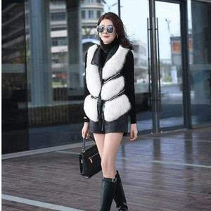 Custom <strong>Girls</strong> <strong>Gilet</strong> in Pelliccia Sintetica Women's Vests Waistcoats Pu Leather Faux Fur Vest Chaleco De Piel Sintetica - Product Image 5