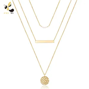 3 pcs Latest Design Womens Necklace Retro Durable Gold Silver Necklace Geometry Handmade Necklace for Girls