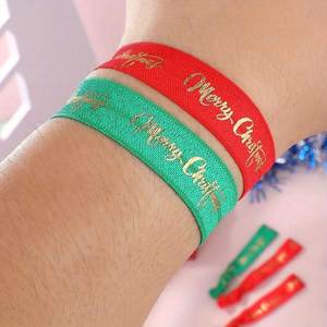 Bracelet personnalisable en polyester Joyeux Noël pour adolescents et adultes – Cadeaux de fête festifs pour les célébrations et événements de fin d'année - Product Image 1