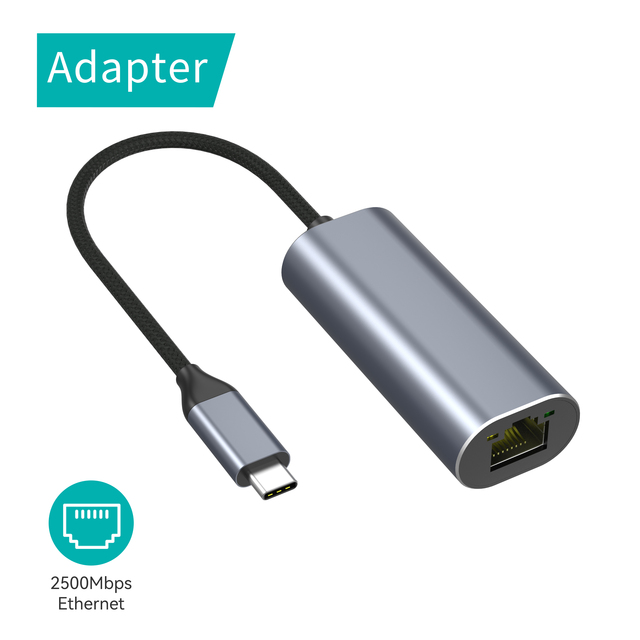 Type C to 2.5G Ethernet Adapter USB C RJ45 2.5Gbps Network LAN Adapter for MacBook Laptop High Speed Internet Stable Connection