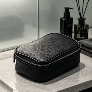 Blue <b>Men</b> Travel PU <b>Toiletry</b> <b>Bag</b> With Inner Zipper Pocket Durable Waterproof Cosmetic Case Custom Logo Cosmetic <b>Bag</b> - Product Image 6