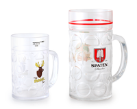 Chope à bière en plastique PS de 500 ml avec poignée, chope à bière transparente pour fête, Oktoberfest