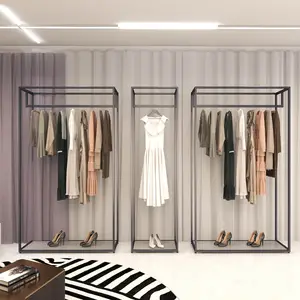 Estante de exhibición de ropa de 2 capas, mueble alto de lujo para tienda de ropa, color gris, nuevo