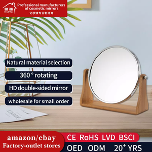 Meilleur miroir de maquillage rond de vanité avec le miroir grossissant de bureau et le miroir en bambou sur la Table - Product Image 4