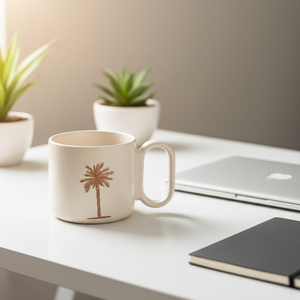 Tazza in Ceramica Vintage di Lusso con Motivo Palma di Cocco, Grande Capacità, <span class=keywords><strong>Stile</strong></span> Giapponese, per Caffè/Tè, Lavabile in Lavastoviglie e Utilizzabile in Microonde - Product Image 3