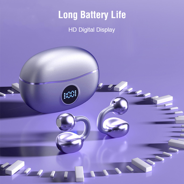 Bluetooth Headphone D151 V6.0 True Wireless Ear Clip Bluetooth Headphone Stereo Digital Display Earbuds With Power Bank