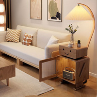 Armoire latérale créative en bois massif pour chambre et salon Table de rangement de chevet avec lumière robot pour enfants