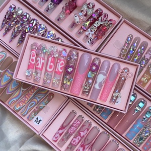 Venta caliente ataúd puntas de uñas Rosa melocotón <span class=keywords><strong>Ballet</strong></span> parche de manicura extraíble Prensa en puntas de uñas - Product Image 4