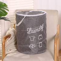 Smart Design Deluxe Pop-up Panier à Linge Pliable en Tissu Durable Panier à Linge avec Longues Poignées Couvercle Zip pour la Maison
