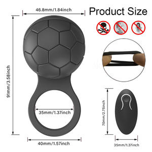 Voetbal Heren Time-Delay Siliconen Vibrerende Haan <span class=keywords><strong>Ring</strong></span> Draadloze Afstandsbediening Dubbele <span class=keywords><strong>Ring</strong></span> Koppels Volwassen Seksspeeltjes - Product Image 2