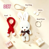 Porte-clés en peluche personnalisé DIY en gros, lapin Teddy, lapin miniature doux, jouet en peluche pour paille de tasse à café