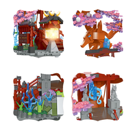 AUSMA JJ9064 1370 pièces Ensemble de construction DIY en plastique ABS, Maison d'arbre cerisier lumineuse, Certifié EN71 pour les enfants de 5 à 7 ans