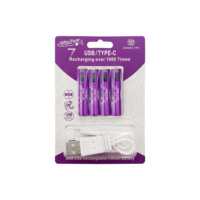 Batería de Litio AAA de 900 mAh y 1.5 V, Recargable por USB Tipo C, Más de 1000 Ciclos, para Cerraduras Inteligentes, Sensores Inalámbricos y Alarmas