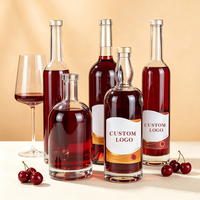 Bouteille de vin en verre transparent vide de 750 ml, type Bourgogne/Bordeaux, avec capsule couronne, pour vin rouge et brassage maison - Vente en gros