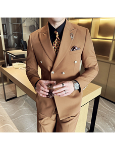 Costume croisé <span class=keywords><strong>pour</strong></span> homme, style italien, en laine peignée, <span class=keywords><strong>pour</strong></span> affaires, mariage, <span class=keywords><strong>cérémonie</strong></span>, ensemble blazer et <span class=keywords><strong>pantalon</strong></span>, luxe, <span class=keywords><strong>pour</strong></span> mariage, plage, soirée, bal de promo - Product Image 4