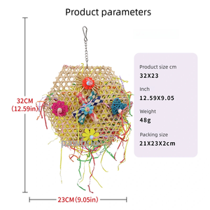 Jouet à mâcher pour perroquet en herbe de sisal de luxe en rotin durable écologique perles colorées cordes interactives sûres pour les perruches perroquets - Product Image 4