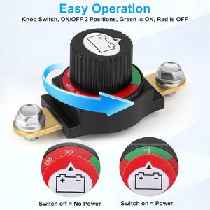 Interruttore Staccabatteria 12V - 48V On/Off con Manopola Rimovibile 300A, Interruttore Isolatore per <span class=keywords><strong>Batteria</strong></span> <span class=keywords><strong>Auto</strong></span> con Perni da 3/8\" - Product Image 3