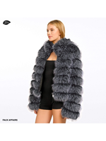 Parka d'hiver de luxe en fausse fourrure de renard argenté, épaisse, imperméable, chaude, tendance, sexy, longue, réversible, avec plumes
