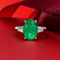 Bague en argent sterling S925 avec émeraude synthétique Paraiba de 5 carats, forme œuf de pigeon, 10*14, vente chaude de l'usine de bijoux MuShan