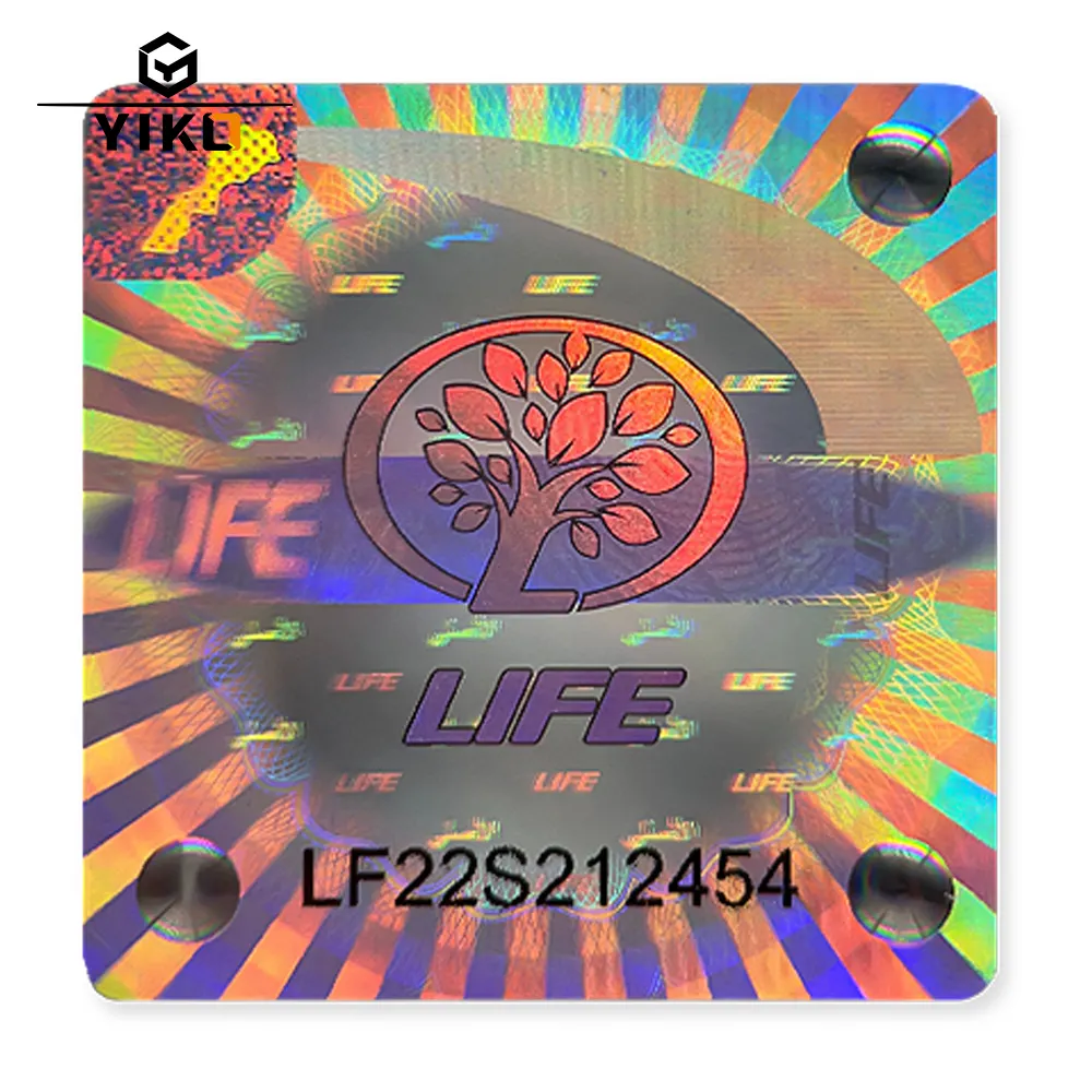 Yiko Custom Beveiliging Hologram Sticker Leverancier Anti Namaak Lens Effect Hologram Labels Met Serienummer En Drijvend Logo