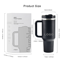 Gobelet personnalisé de 40 oz tasse à café isolée sous vide en acier inoxydable à double paroi en métal tasse de voiture de voyage de 40 oz avec poignée couvercle en paille