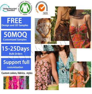 2026 Custom High Quality Casual Loose Boho Wide Leg Floral Print Polyester Rayon Sleeveless Hawaiian Print <strong>Jumpsuit</strong> for Women - Product Image 5