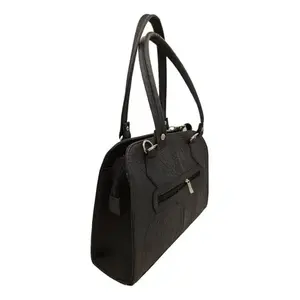 Sac à main Fana Maribel en cuir de vachette noir, deux poignées, rabat ouvrant, grande capacité, sac décontracté pour femme - Product Image 1