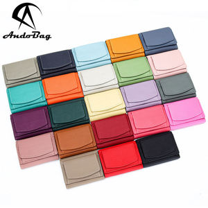 Portefeuille court AndoBag RFID mini à trois volets pour femmes, en cuir de vache véritable, porte-monnaie, mode décontractée, porte-cartes simple 5156 - Product Image 1