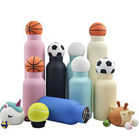 Bouteille d'eau isotherme créative en acier inoxydable avec couvercle en forme de ballon de football, gourde thermos portable anti-fuite pour les amateurs de sport
