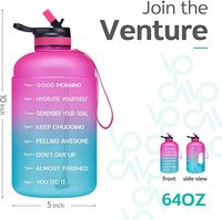 Bouteille d'eau de 2,2 L (5,5 gallons), Gourde de sport de 2 litres, Grande gourde pour adulte avec paille et poignée
