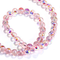 Perles rondes en cristal de verre à 96 facettes, multicolores, transparentes, en vrac, pour la fabrication de bijoux, bracelets et colliers DIY