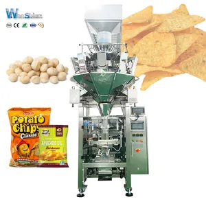 VFFS Control PLC Galletas Pesaje Relleno Patatas fritas Embalaje Snacks Máquina de envasado Vertical con nitrógeno