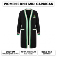 Cardigan long en tricot élégant et décontracté pour femme, en acrylique de qualité supérieure, à col ouvert, avec broderie, motif uni, noir, pour l'hiver
