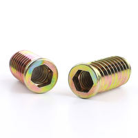 Insert Mur Baja Karbon Lapis Seng Kuning Bentuk Heksagonal untuk Kayu M6 M8 M10, Konektor Mur Furnitur M6 M8 M10, Insert Berulir untuk Kayu