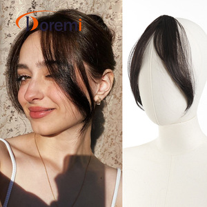 Perruque à franges de style français LH116, postiche synthétique droit à raie centrale pour toutes les formes de visage, noir naturel, brun clair, brun foncé - Product Image 3