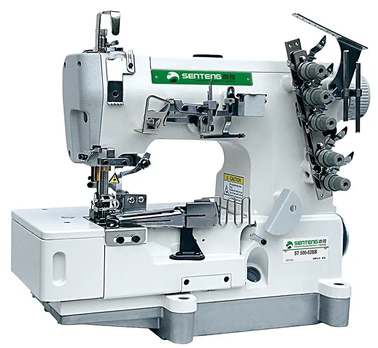 ST 500-02BB Interlock Industrial Sewing Machine 6mm Max. Sewing Thickness 3 Needle for Sewing Rolled-edge 5-6.3MM SENTENG 6000
