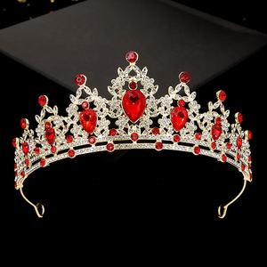 Couronnes décoratives en alliage de haute qualité, colorées, couronnes de concours de beauté scintillantes, diadème de <span class=keywords><strong>luxe</strong></span> en cristal pour la décoration de <span class=keywords><strong>mariage</strong></span> - Product Image 2