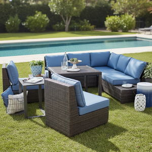 Ensemble <span class=keywords><strong>de</strong></span> meubles d'extérieur élégants en rotin PE, canapé <span class=keywords><strong>de</strong></span> patio avec coussins <span class=keywords><strong>de</strong></span> siège et <span class=keywords><strong>de</strong></span> dossier doux - Product Image 2