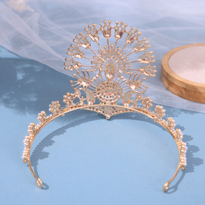 Corona Nacional Estilo Indio Árabe Islámico, Color Oro Perla, con Diseño de Pavo Real, Estilo Vintage - Product Image 3