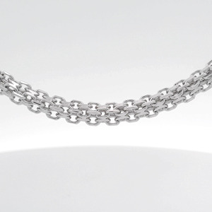 Collar tipo lariat de platino Pt950 blanco de doble cruz estructurada con eslabones de corte cuadrado, pesado, para hombre, accesorio masculino diario. - Product Image 4